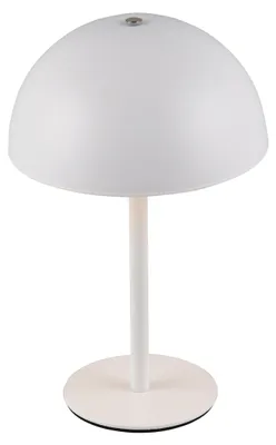Image de Lampe de table LED, métal blanc, variateur tactile, batterie, H 21 cm