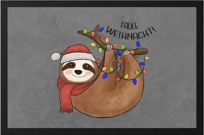 Produktbild von Frohe Weihnachten Fußmatte Geschenkidee Faultier-Fans Sloth Süßes Motiv für Weihnachten für Familie Freunde