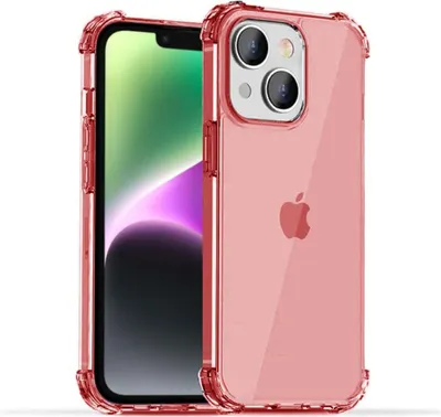 Image de Smartphonica iPhone 14 Plus transparent
  housse en silicone antichoc avec bumper - Rouge