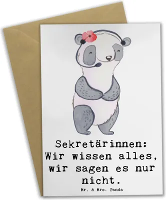 Produktbild von Mr. & Mrs. Panda Grußkarte Sekretärin Geheimnisträgerin - Weiß - Geschenk, Chefetage, Wertschätzung, Besprechungen, einladungskarten, Beruf, dankeskarten, Ansprechpartner
