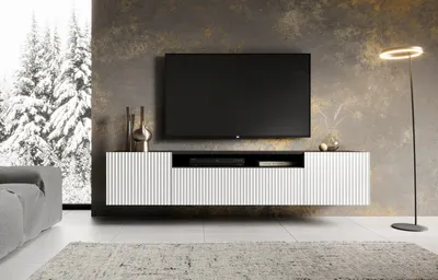 Obrázek produktu pro Závěsný televizní stolek LUMEN - černý / bílý