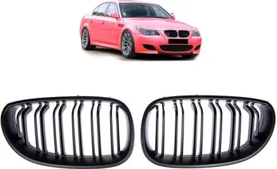 Produktbild von SET Doppelsteg Kühlergrill Schwarz MATT Grill passend für BMW 5er E60 E61 + LCI
