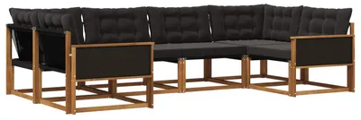 Immagine prodotto di vidaXL Set divani da esterno con cuscini 6 pezzi Naturale e Nero
