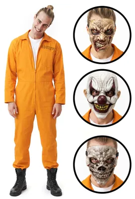 Produktbild von Häftling Gefangener Clown Overall Halloween Kostüm Größe: L, Variante: Clown