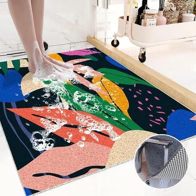 Obrázok produktu pre Protiskluzová kúpeľňová rohož z PVC – modrá – 40 x 70 cm – vysoká priepustnosť vody