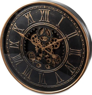 Produktbild von formano Moderne Wanduhr mit Beweglichen Zahnrädern 60 cm Metall Clock Modern