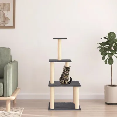 Produktbild von Möbel Kratzbaum mit Sisal-Kratzsäulen Dunkelgrau 111 cm - Kratzbäume &2131