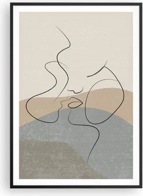 Produktbild von Gerahmtes Poster - Schwarzer Rahmen - Kuss Skizze Paar - 70x100 cm - Wand Bild - Wanddeko - Wandbilder - Kunstposter - Wandposter - Bilderrahmen - Bilder - Kunstdruck - P2BPA70x100-5170