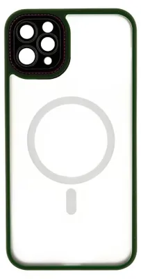 Imagen del producto de Funda para iPhone compatible con MagSafe y con protección para la cámara, compatible con iPhone 12 Pro Max, color verde oscuro