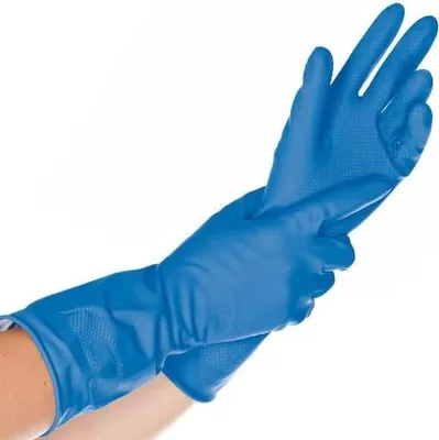 Immagine prodotto di Hygostar 25926 Haushaltshandschuhe Bettina blau Gr. 9/L Latex beflockt