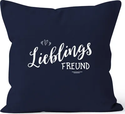 Produktbild von Kissenbezug Lieblingsfreund Geschenk Freundschaft Partner Freund Kissen-Hülle Deko-Kissen 40x40 Baumwolle MoonWorks® navy 40cm x 40cm