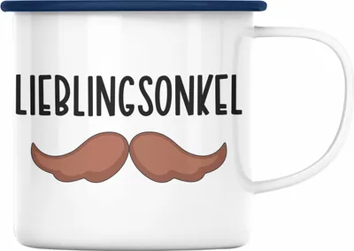Produktbild von Trendation - Bester Onkel Ever Emaille Tasse Geschenk Geburtstag Weihnachten Lustig Geschenkideen von Nichte Lieblingsonkel (Blau)