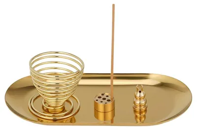 Räucherstäbchenhalter-Set aus Messing, 4-teilig, gold