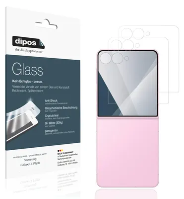 Obrázek produktu pro 2x ochranná fólie pro vnější stranu telefonu Samsung Galaxy Z Flip8 - nárazuvzdorná fólie 9H, materiál: tvrzené sklo (dipos Glass)