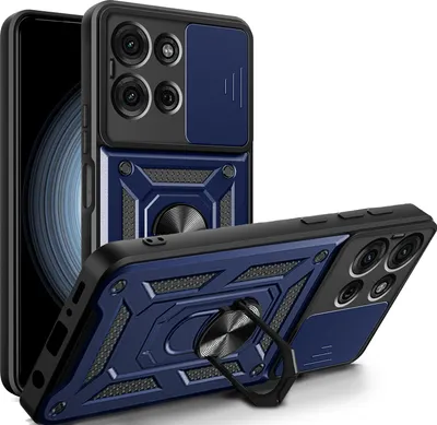 Produktbild von Outdoor Panzer Hülle für Motorola Moto G75 Handyhülle mit Kameraschutz Ringhalter in Blau