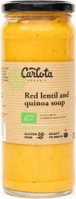 ZUPA KREM Z SOCZEWICY I KOMOSY RYŻOWEJ BEZGLUTENOWY BIO 450 g - CARLOTA