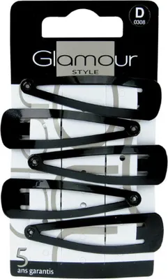 Zdjęcie produktu dla Glamour Klasyczne Spinki do włosów Czarne 5 sztuk