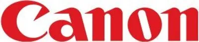 The Canon logo is displayed in red against a white background.