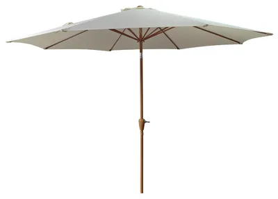 Image de Parasol droit HAPUNA rond 3,30m de diamètre beige et effet bois