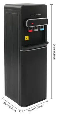Produktbild von Wasserspender - Standgerät mit Bodenbeladung - 550W - Kalt/Heiß/Raumtemperatur Wasser - Für Zuhause und Büro - Schwarz