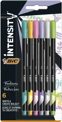 Obrázok produktu pre BIC 950445, Jemná, 6 farba/farieb, Čierna, Svetlozelená, orgován, Ružová, Fialová, Žltá, Guličkové zakončenie, 0,8 mm, 0,4 mm