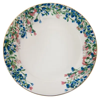 Immagine prodotto di Piatto da colazione Clayre & Eef Ø 21 cm Fiori in porcellana bianca e blu
