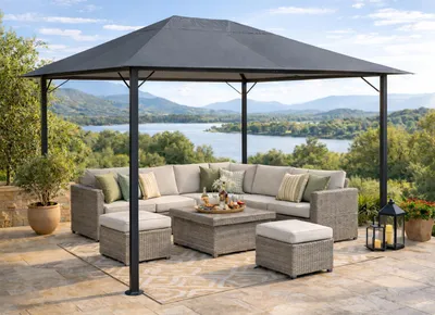Produktbild von Metall Garten Pavillon Nizza 3x4m Grau RAL 7012