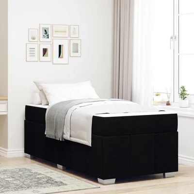 Image de vidaXL Cadre de lit avec matelas Noir 90 x 200 cm Tissu
