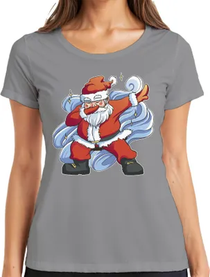 Produktbild von Dabbing Santa Clause - Weihnachten Weihnachtsgeschenk Christmas Damen T-Shirt, Grau, XL
