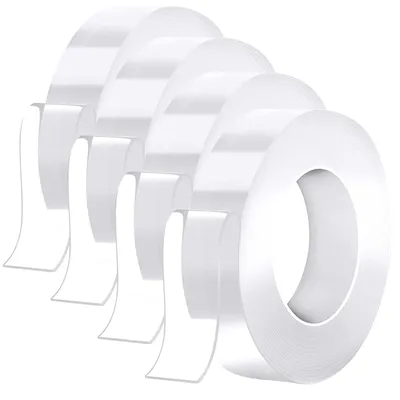 Produktbild von Doppelseitiges Klebeband Montageband Nanotape - 3 m x 2 cm x 1 mm - Transparent - 4 Rollen - Für Wohnzimmer und Küche