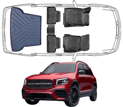 Produktbild von 3D Fußmatten & Obere Kofferraumwanne Auto Set Kompatibel mit Mercedes-Benz GLB  X 247 2019 - 2024