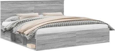 Produktbild von Bettrahmen Graues Sonoma 200 x 200 cm Massives Kiefernholz