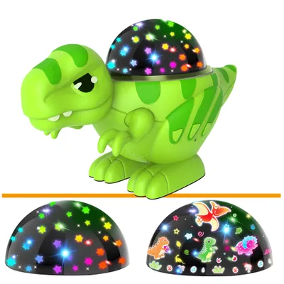 Produktbild von Kinder Nachtlicht Sternenprojektor,Dinosaurier Lampe, 360° Rotation, Farbwechsel,2 Lampenschirme,Baby Nachtlicht Schlaflampe (Grün)