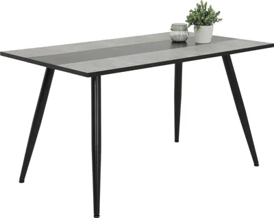 Produktbild von Esstisch Janina-Nachbildung Betonoptik Kante Schwarz-Metallgestell Rundrohr Schwarz
