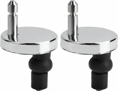 Two toilet seat hinges are shown against a white background.