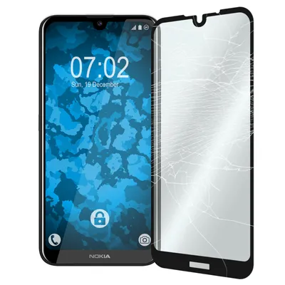Produktbild von 2er-Pack PhoneNatic Glas-Folie klar full-screen schwarz kompatibel mit  Nokia 2.2 - Panzerglas für Nokia 2.2