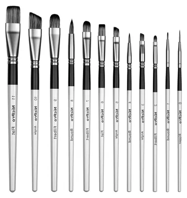 Produktbild von 12-teiliges Pinselset für verschiedene Maltechniken