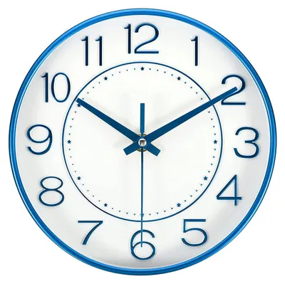 Wanduhr 20 cm rund, leise, batteriebetrieben, blau, modern