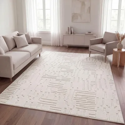 Produktbild von TT Home Wohnzimmer Teppich Schlafzimmer Hochflor Waschbar Skandinavisches Design Geometrisch Abstrakt Boho Stil Einfarbig 3D Größe 160x220 cm