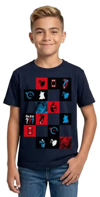 Produktbild von Spreadshirt Die Drei Fragezeichen Kacheldesign Teenager T-Shirt, 134/146 (9-11 Jahre), Navy