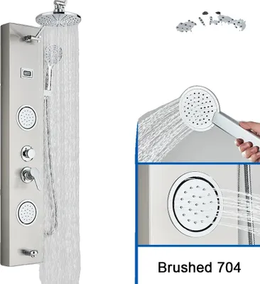 Produktbild von Bürsteter Nickel-Duschpaneel, Einhebelsteuerung, Keramikkernventil, gebürstet 704