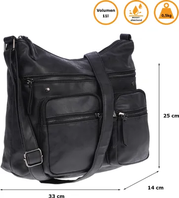 Produktbild von Damenhandtasche Schultertasche Tasche Umhängetasche Canvas Shopper Crossover Bag Schwarz