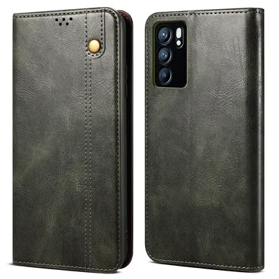 Obrázek produktu pro Pouzdro pro OPPO Reno6 Pro, kožené flip pouzdro peněženka s funkcí stojánku zelené