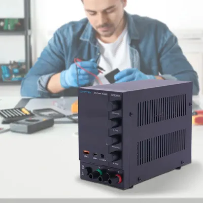 Obrázek produktu pro Laboratorní napájecí zdroj DC – DPS305U – 0–30 V – 150 W – nastavitelný, regulovaný – černý