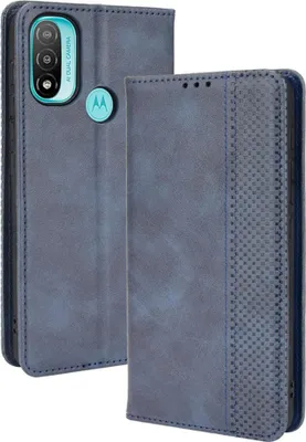 Produktbild von Motorola Moto E20 Hülle - Coverup Vintage Style Klapphülle - Blau