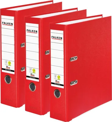 Produktbild von FALKEN 3x PP-Color Kunststoff-Ordner 8 cm breit DIN A4 rot