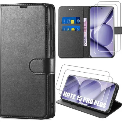 Image de Coque + 2 Verres Trempés pour Xiaomi Redmi Note 15 Pro Plus 5G, Protection Anti-Rayure - Noir