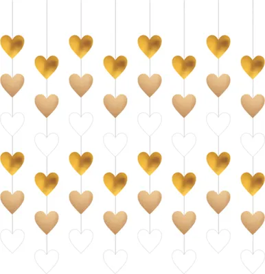 Produktbild von Amscan 9913250 - Deko Hänger mit Herzen, 8 Stück, je 130 cm, Deko Set für Hochzeiten, Valentinstag & Geburtstage