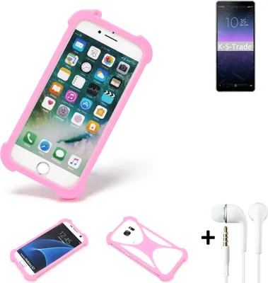 Produktbild von K-S-Trade Bumper + Kopfhörer kompatibel mit Sony Xperia 10 II Handy Hülle Schutzhülle Silikon Schutz Hülle Cover Case Silikoncase Silikonbumper