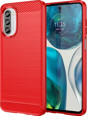 Produktbild von Moto G52 Hülle, Carbon-Faser TPU Silikon Stoßfest Schutzhülle für Motorola Moto G52 / G82 / G71S Rot